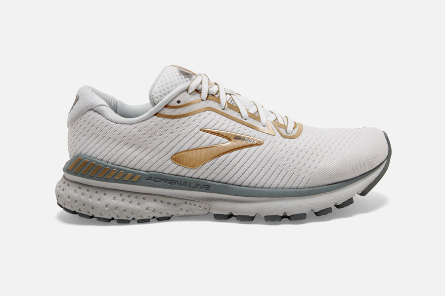 Brooks Women's Adrenaline GTS 20 Road Running Shoes White/Grey/Gold ( CHFGV3409 )